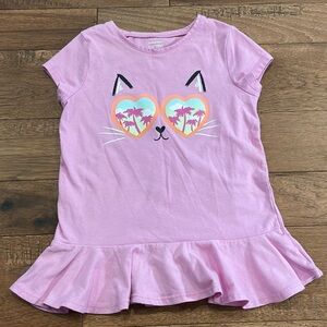 Jumping Beans Girls Softest Tee - Cat with Sunglasses - Size 7